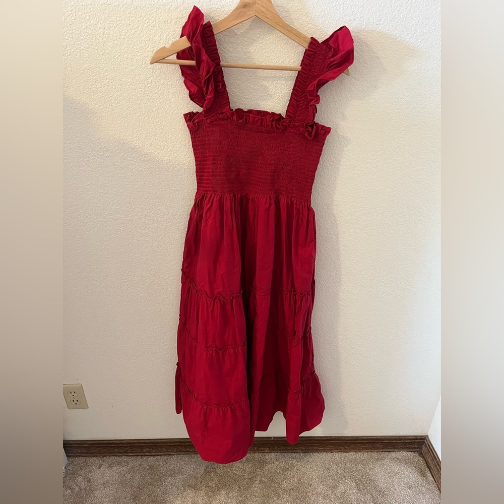 Hill House Red Smocked Ruffled Sundress